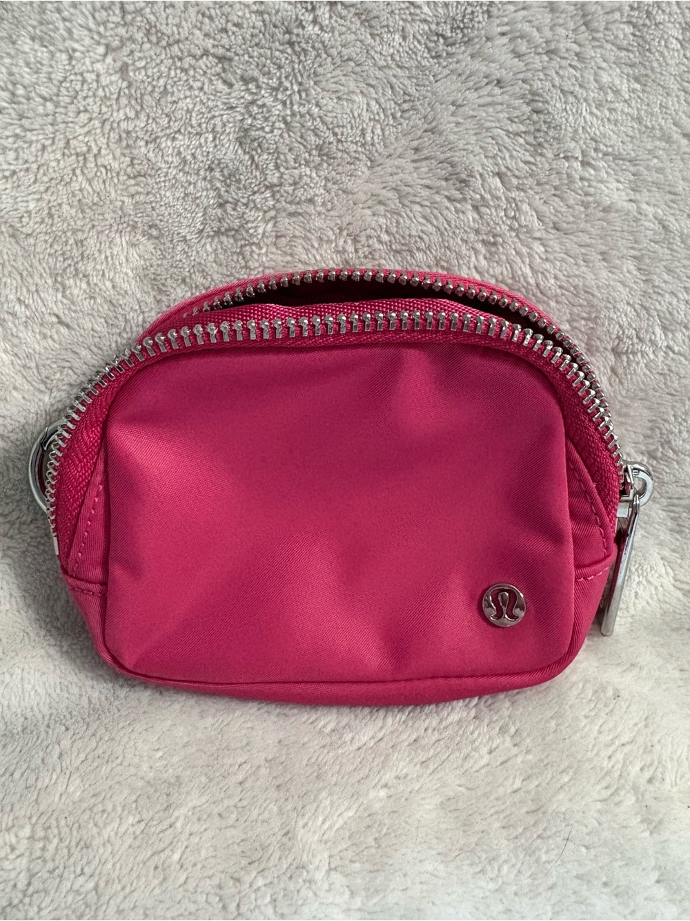 lululemon athletica Fuchsia Mini Zip Pouch with Silver Hardware